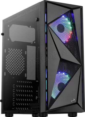 Photo de Boitier Moyen Tour ATX AeroCool Glider Tempered Glass RGB avec panneau vitré (Noir)