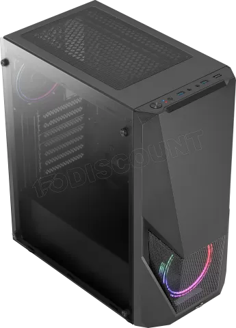 Photo de Boitier Moyen Tour ATX AeroCool Zauron V2 RGB avec panneau vitré (Noir)