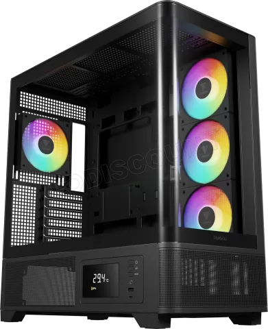 Photo de Boitier Moyen Tour ATX Gamdias Atlas P2 CG RGB avec panneaux vitrés (Noir)