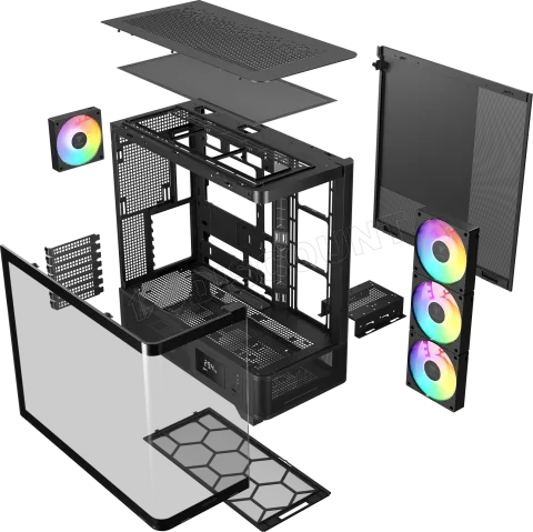 Photo de Boitier Moyen Tour ATX Gamdias Atlas P2 CG RGB avec panneaux vitrés (Noir)