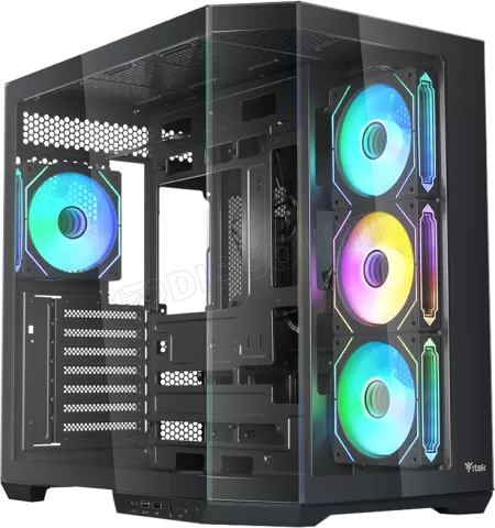 Photo de Boitier Moyen Tour ATX iTek Dark Cave Aku RGB avec panneaux vitrés (Noir)