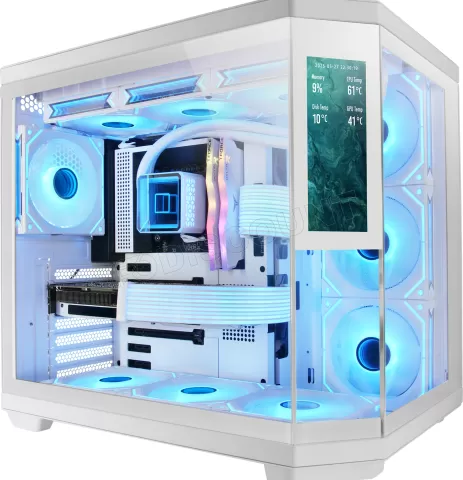 Photo de Boitier Moyen Tour ATX Mars Gaming MC-3T Core LCD avec panneaux vitrés (Blanc)