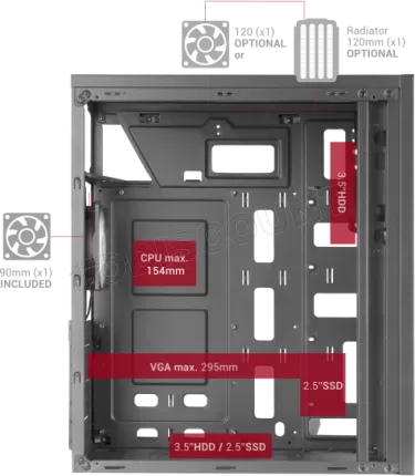 Photo de Boitier Moyen Tour ATX Mars Gaming MC100 RGB avec panneau vitré (Noir)