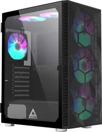 Photo de Boitier Moyen Tour ATX Montech X3 Mesh RGB avec panneaux vitrés (Noir)