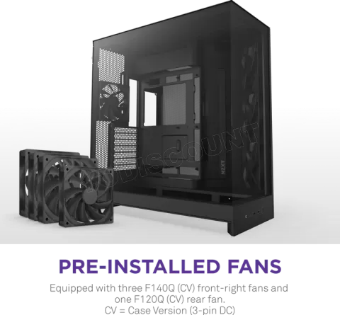 Photo de Boitier Moyen Tour ATX NZXT H9 Flow avec panneaux vitrés (Noir)