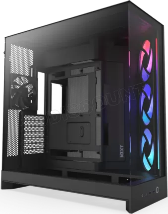 Photo de Boitier Moyen Tour ATX NZXT H9 Flow RGB avec panneaux vitrés (Noir)
