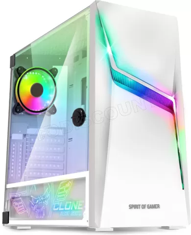 Photo de Boitier Moyen Tour ATX Spirit of Gamer Clone 4 RGB avec panneau vitré (Blanc)