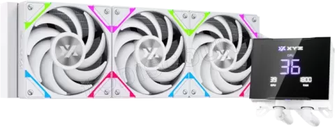 Photo de Boitier Moyen Tour ATX XYZ Trifecta Hydrotemp RGB avec panneaux vitrés (Blanc) avec Watercooling