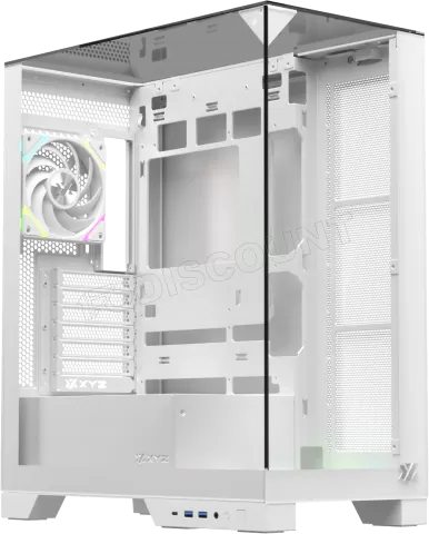 Photo de Boitier Moyen Tour ATX XYZ Trifecta Hydrotemp RGB avec panneaux vitrés (Blanc) avec Watercooling