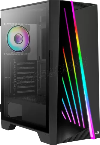 Photo de Boitier Moyen Tour E-ATX AeroCool Mirage V1 RGB avec panneau vitré (Noir)