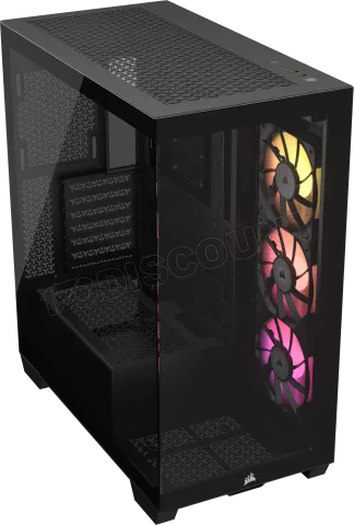 Photo de Boitier Moyen Tour E-ATX Corsair 3500X RGB avec panneaux vitrés (Noir)