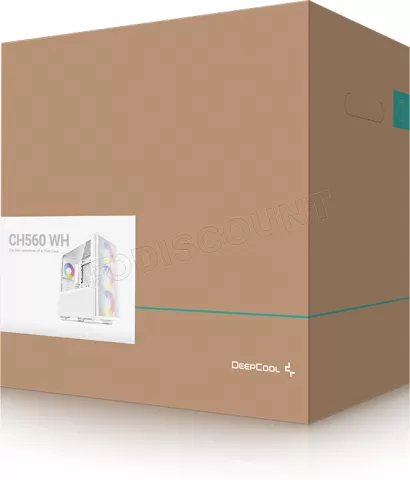 Photo de Boitier Moyen Tour E-ATX DeepCool CH560 RGB avec panneau vitré (Blanc)