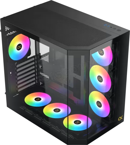 Photo de Boitier Moyen Tour E-ATX Xigmatek Cubi II RGB avec panneaux vitrés (Noir)