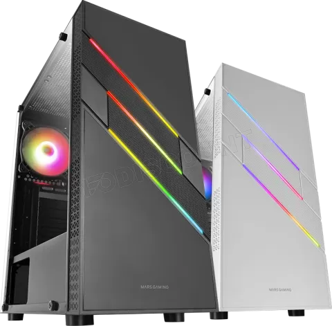 Photo de Boitier Moyen Tour XL-ATX Mars Gaming MC-U3 RGB avec panneau vitré (Blanc)