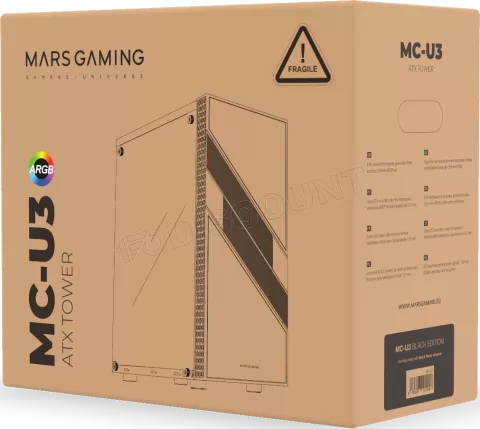 Photo de Boitier Moyen Tour XL-ATX Mars Gaming MC-U3 RGB avec panneau vitré (Noir)