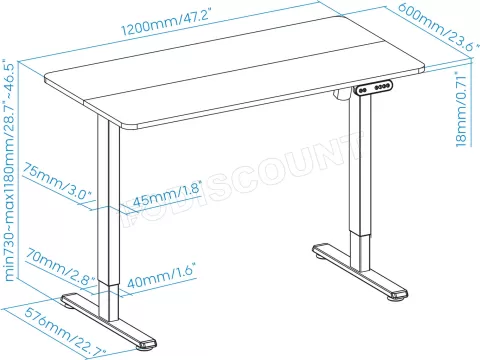 Photo de Bureau ergonomique motorisé TooQ Origami (Noir)