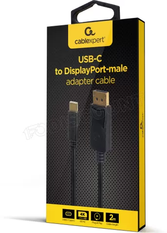 Photo de Cable adaptateur CableXpert USB-C vers DisplayPort 2m M/M (Noir)