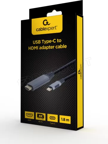 Photo de Câble Adaptateur CableXpert USB-C vers HDMI 1,8m (Noir)