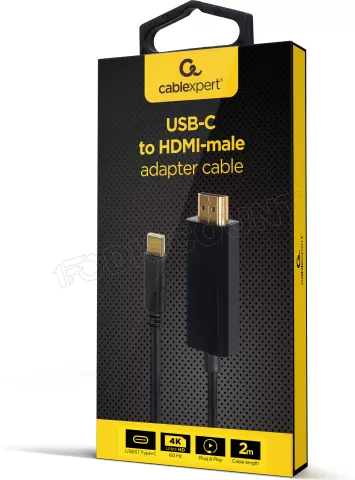 Photo de Câble adaptateur CableXpert USB-C vers HDMI 2m M/M (Noir)