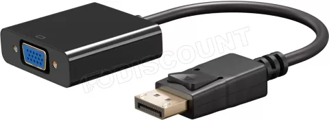 Photo de Câble Adaptateur Goobay DisplayPort mâle 1.1 vers VGA femelle (D-sub DE-15) 15cm (Noir)