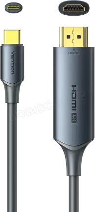 Photo de Cable Adaptateur HDMI 4K mâle Vention vers USB-C 1.5m (Gris)