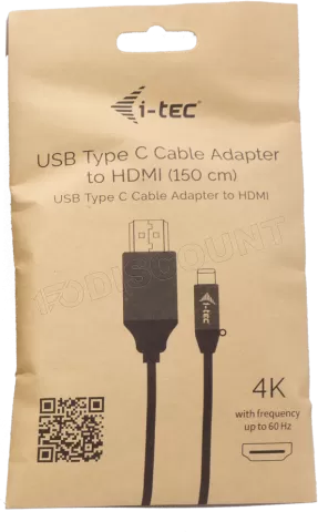 Photo de Cable Adaptateur USB-C I-Tec vers HDMI 1,5m M/M (Noir)