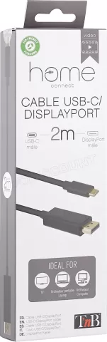 Photo de Cable adaptateur USB-C T'nB vers DisplayPort 2m M/M (Noir)