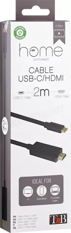 Photo de Cable adaptateur USB-C T'nB vers HDMI 2m M/M (Noir)