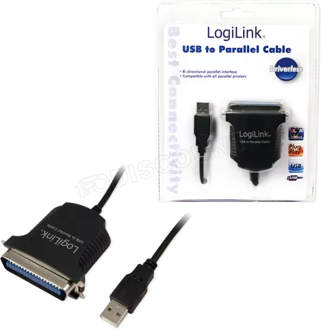 Photo de Cable adaptateur USB vers Parallèle Logilink 1,8 m (Noir)