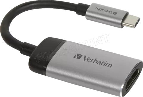 Photo de Cable Adaptateur Verbatim USB type C vers HDMI 2.0 10cm (Argent)