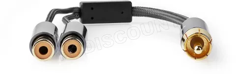 Photo de Cable Audio 1x RCA Nedis vers 2x RCA MF 20cm (Noir)