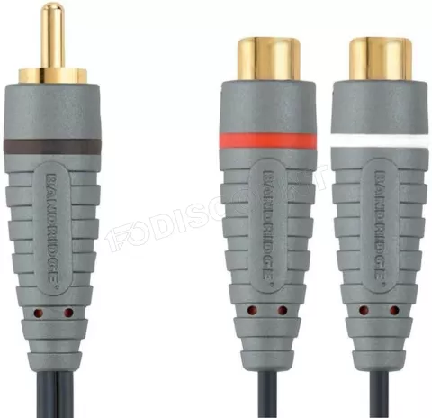 Photo de Cable Audio 1x RCA vers 2x RCA pour caisson de basses 20cm MF (Noir)