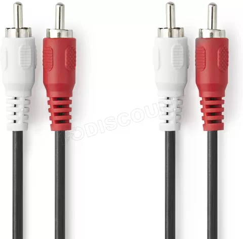 Photo de Cable Audio 2x RCA vers 2x RCA Nedis 1,5m (Noir)