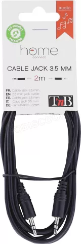 Photo de Câble audio Jack 3,5mm T'nB 2m M/M (Noir)