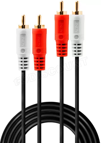 Photo de Cable Audio Lindy 2x RCA vers 2x RCA 5m (Noir)