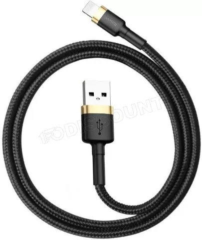 Photo de Cable Baseus Cafule Lightning vers USB Type A - 1m (Noir/Gris)