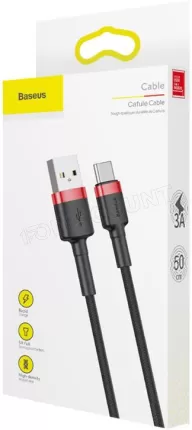Photo de Cable Baseus Cafule USB Type A - Type C M/M 50cm (Noir/Rouge)