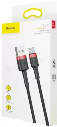 Photo de Cable Baseus Cafule USB Type A - USB Type C M/M 1m (Noir/Rouge)