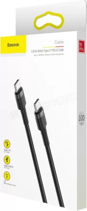 Photo de Câble Baseus Cafule USB Type C M/M 1m (Noir/Gris)