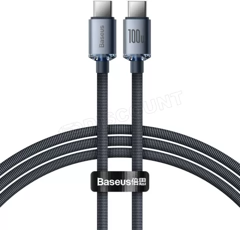 Photo de Cable Baseus Crystal Shine USB type C M/M 100W 1,2m (Noir)
