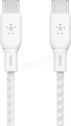 Photo de Câble Belkin BoostCharge USB-C 2m M/M 100W (Blanc)