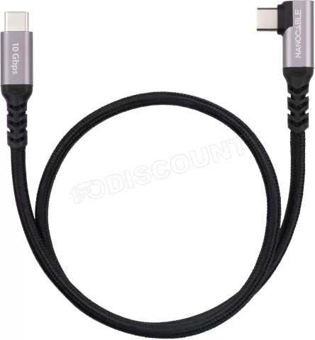 Photo de Cable coudé Nanocable USB-C M/M 100W 2m (Noir)