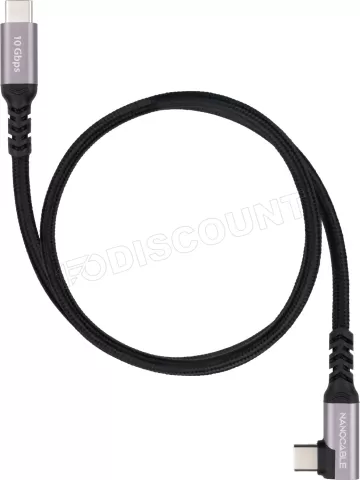 Photo de Cable coudé Nanocable USB-C M/M 100W 3m (Noir)