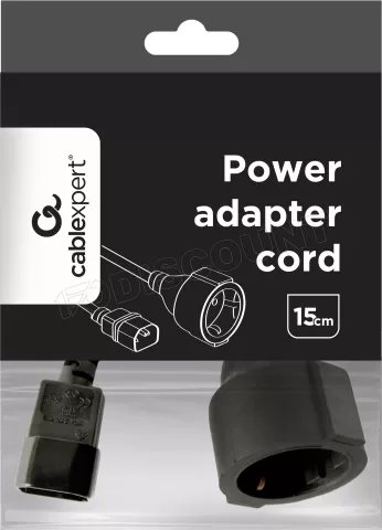 Photo de Câble d'alimentation CableXpert CEE 7/7 F vers C14 (prise schuko) 15cm F/M (Noir)