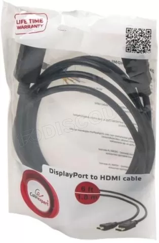 Photo de Cable DisplayPort vers HDMI M/M CableXpert 1.8m (Noir)