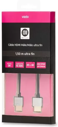 Photo de Cable HDMI 2.0 D2 Diffusion 1.5m M/M Ultra Fin (Noir)