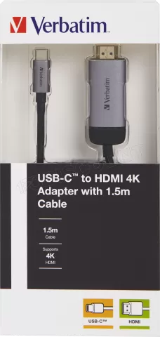 Photo de Câble HDMI 2.0 Verbatim vers USB-C 1,5m M/M (Argent)