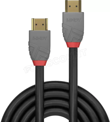 Photo de Câble HDMI 2.1 Lindy Anthra Line 3m M/M (Gris/Rouge)