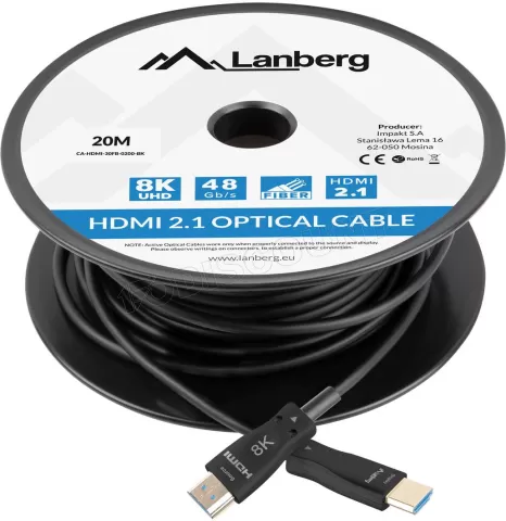 Photo de Cable Lanberg HDMI 2.1 MM 20m (Noir)