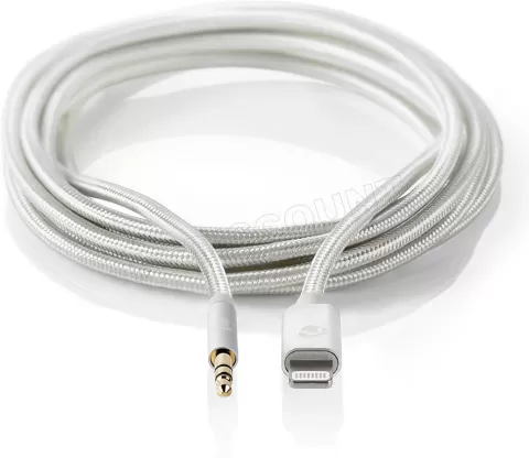 Photo de Cable Lightning Nedis vers Jack audio 3,5mm M/M 1m (Argent)